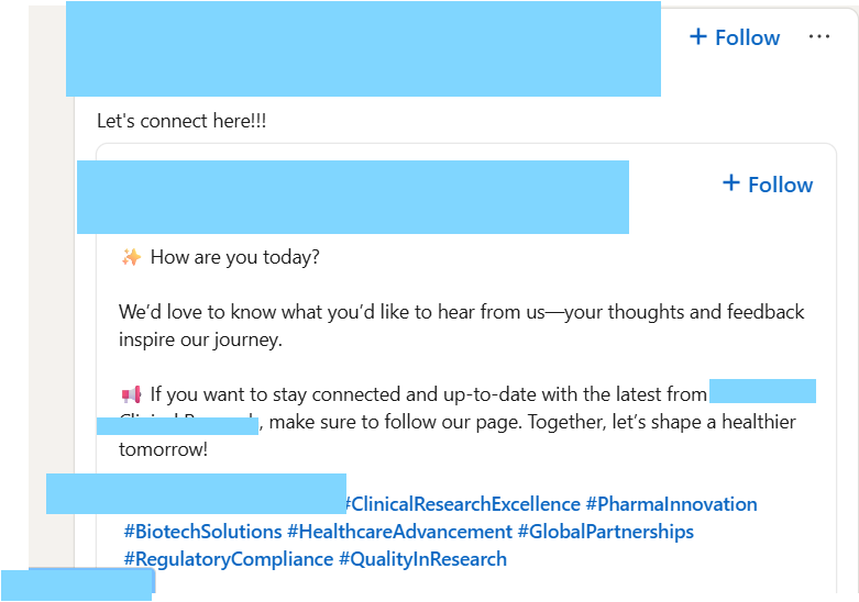 Screenshot of a startup LinkedIn page posting a festival greeting with no clear business context
