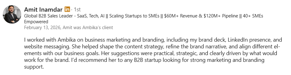 This is the testimonial from the same person