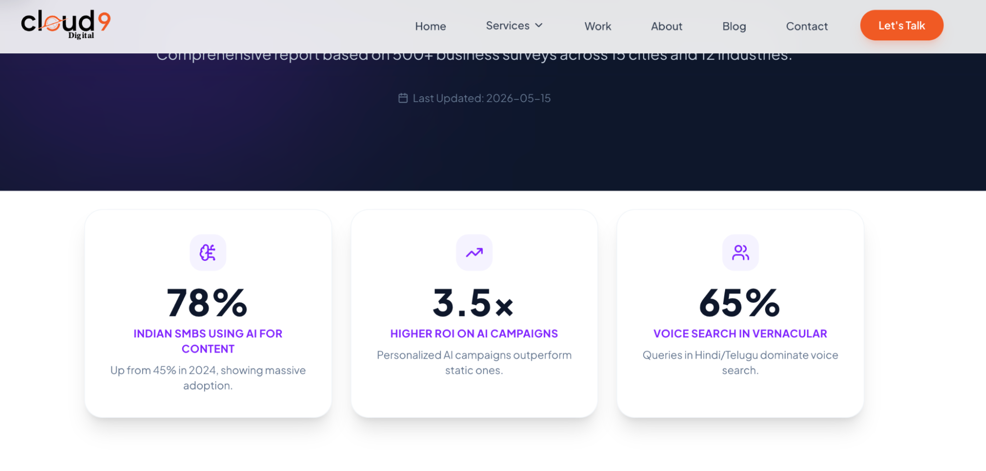 Screenshot of cloud 9 study on ai marketing data